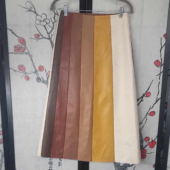 MOTHER Dresses & Skirts - Mother The Bits and Pieces Faux-Leather A-Line Seamed Midi Skirt Size Small
